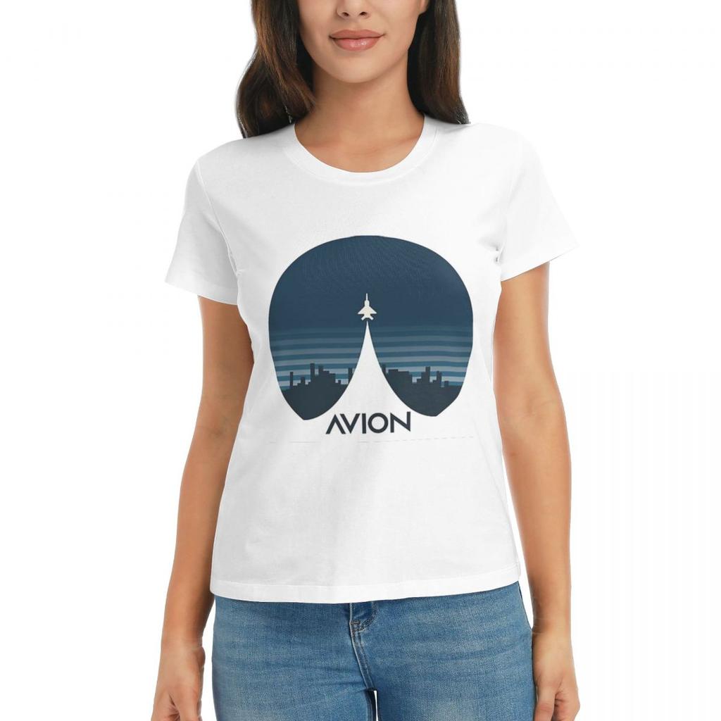 Women TShirt Aviation Fighter Aircraft Above The City Summer Short Sleeve Tees Crew Neck T Shirts Clothes Tops Streetwear