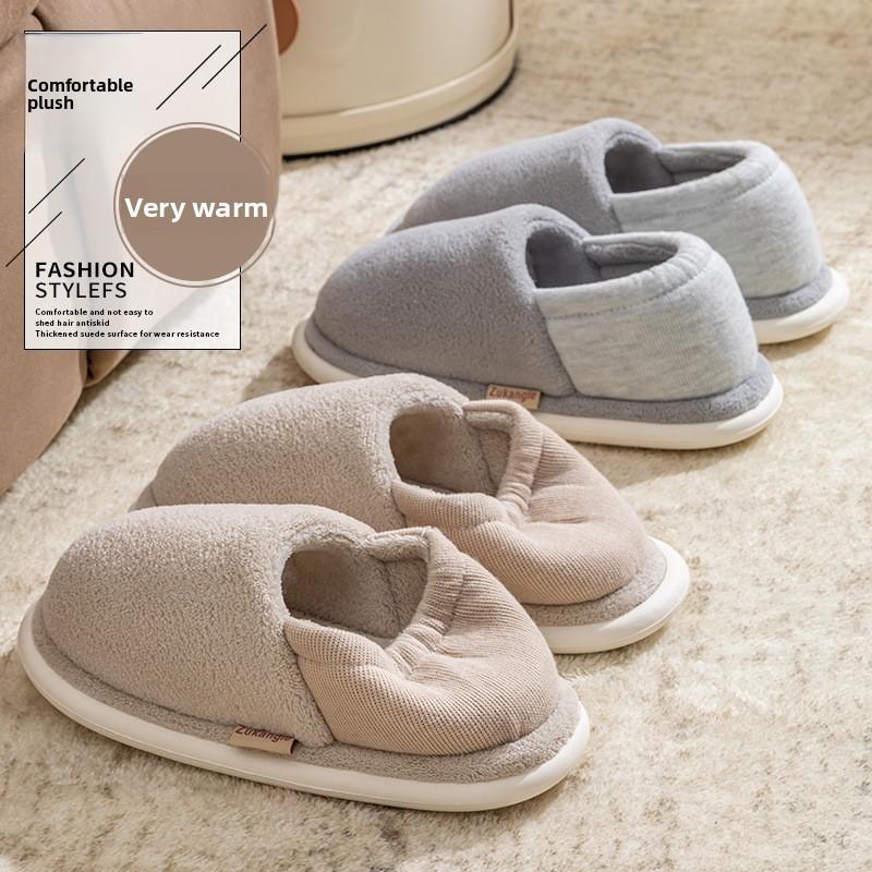 Antibacterial Cotton Slippers For Couples Winter Warm Non Slip Indoor Outdoor Comfort