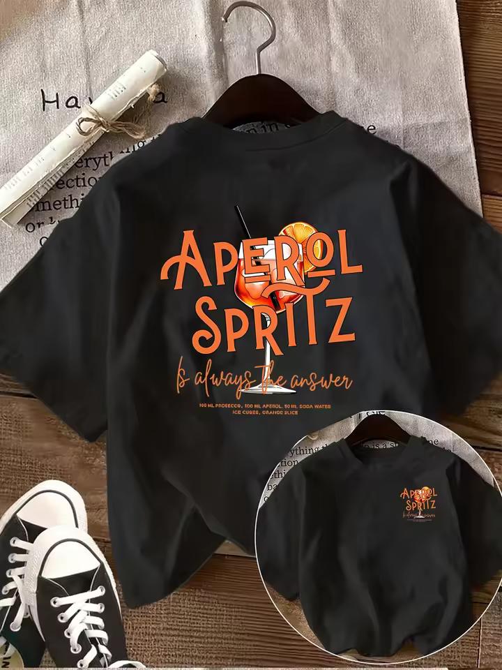 Aperol Spritz Graphic Women's T-shirt Summer Cocktail Party Drinking Slogan Top Casual Short Sleeve Streetwear Women's Clothing