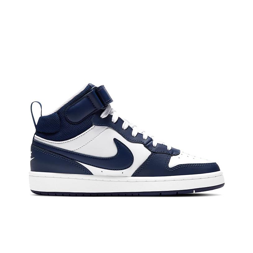 Nike Детские кроссовки Court Borough Mid 2 GS White Signal Blue Blue-Void CD7782-107