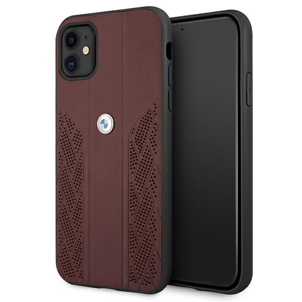 Etui do iPhone 11 BMW Leather Curve Perforate Czerwone