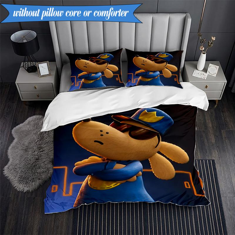 3PCS Dog Man And Friends Adventure Bedding Set 2D Printing (Includes 1 Duvet Cover + 2 Pillowcases Coreless), Bedroom decor,Fan gift