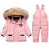 Toddler Snowsuit Boy Baby Winter Coat Girl Snow Pants and Jackets Bib 1-2-3-4-5T Kid White Pink