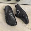 Fashion Summer Slip On Half Shoes for Men Street Style Leather Slippers Casual Breathable Male Half Drag Comfy Simple Loafers Moccasins