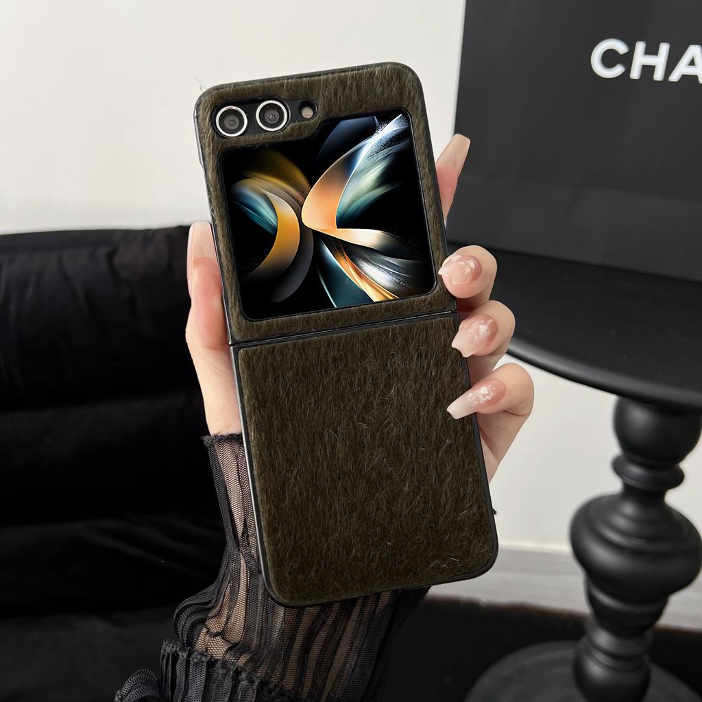 PU Leather Phone Case for Samsung Galaxy Z Flip 5 Flip5 ZFlip5 5G Hard Shell Plastic Shockproof Fall Prevention Cover