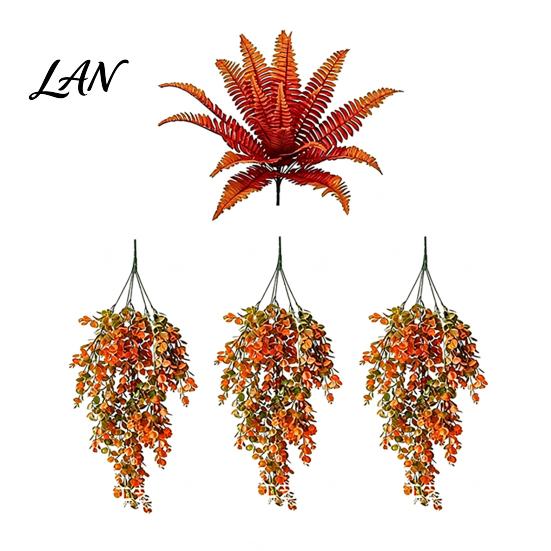 No Watering Faux Plants Fall Artificial for Hanging, UV-Resistant Flowers, Natural Style Fake Foliage Trailing Vines Autumn Porch Front Door