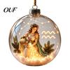 Украшения для вечеринки, Светящийся рождественский ornament со знаком зодиака, Светящийся шар-вывеска с теплым светодиодом, Подвеска на елку, 3D прозрачный акриловый кулон