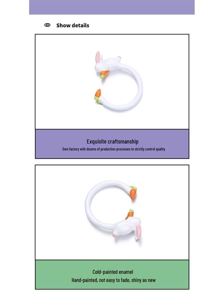 YOK Ручной работы Креативное кольцо с морковкой и кроликом из капельной эмали для женщин