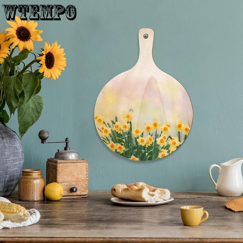 6-Pack Unfinished Round Wooden Paddle Boards with Handle for Crafts, Mini Cheese Boards, Rustic Charcuterie Platters, DIY Christmas Kitchen Decor