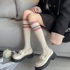 3 пары женских розовых полосатых гольфов до колена, модный колледжский стиль, мягкие, удобные, влагоотводящие, дышащие, повседневные носки