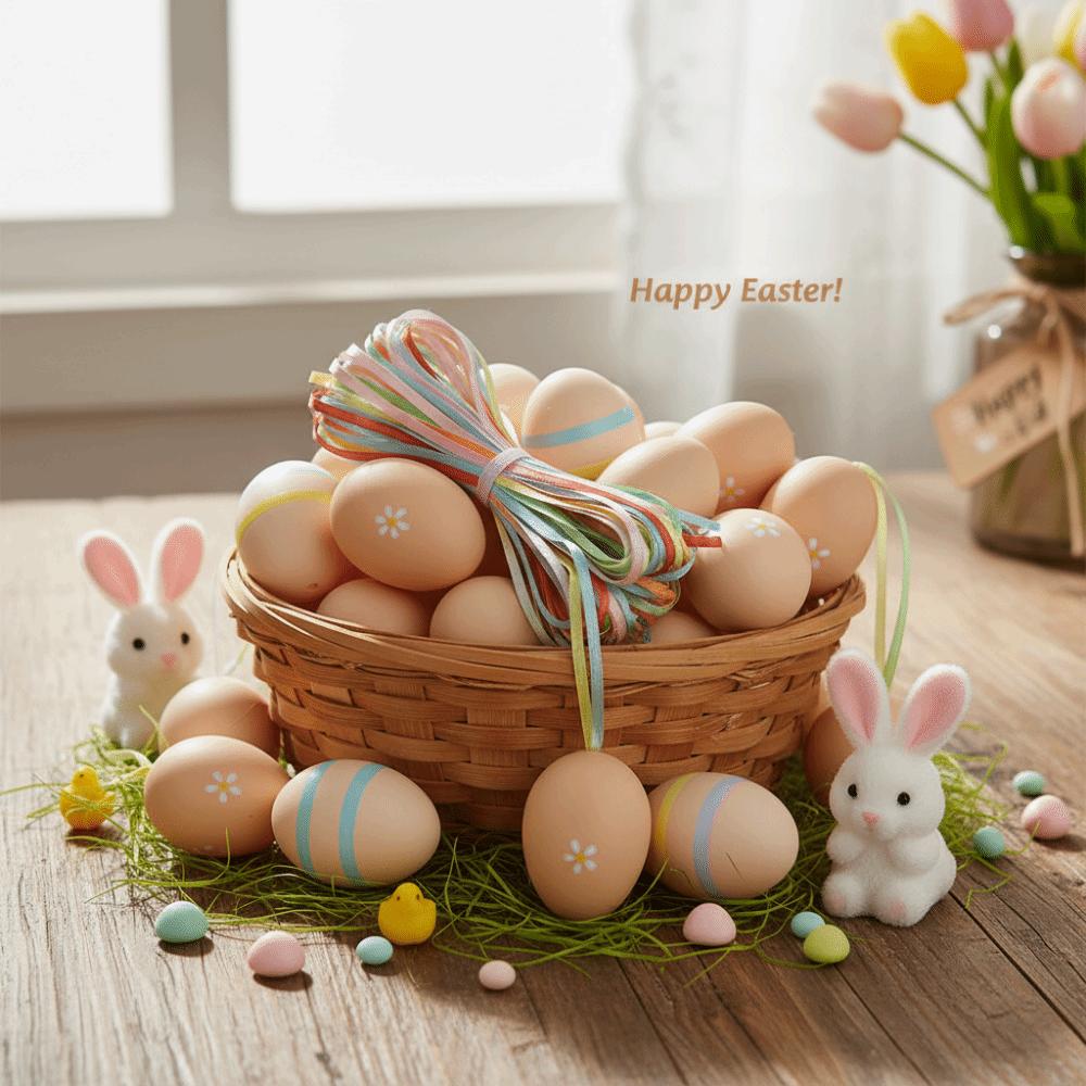 50Pcs Colorful Plastic Easter Eggs Handmade Easter Party Decoration Plastic Fake Egg Home Decor