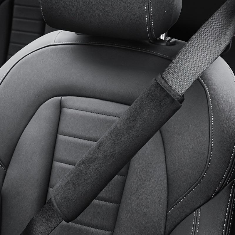 Мягкие плюшевые накладки на ремень безопасности для автомобиля - Удобные, дышащие, всесезонные черные чехлы на сиденья для всех транспортных средств, дышащий материал