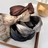 Fashion Coffee Color Satin Knotted Wide Headbands for Woman Temperament Elegant Hairband Hair Hoop Female Retro Hair Accessories