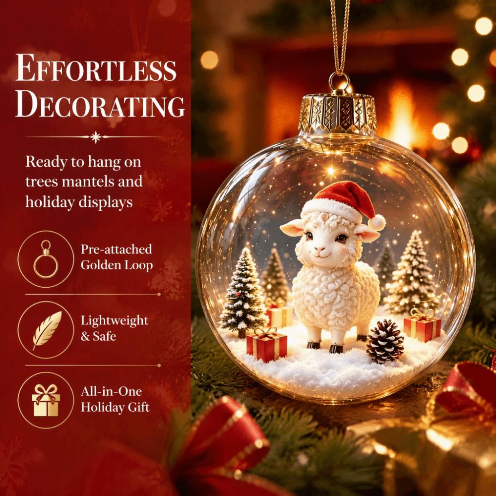 LED Lighted Christmas Bauble Ornament Acrylic Hanging Christmas Decoration For Christmas Tree