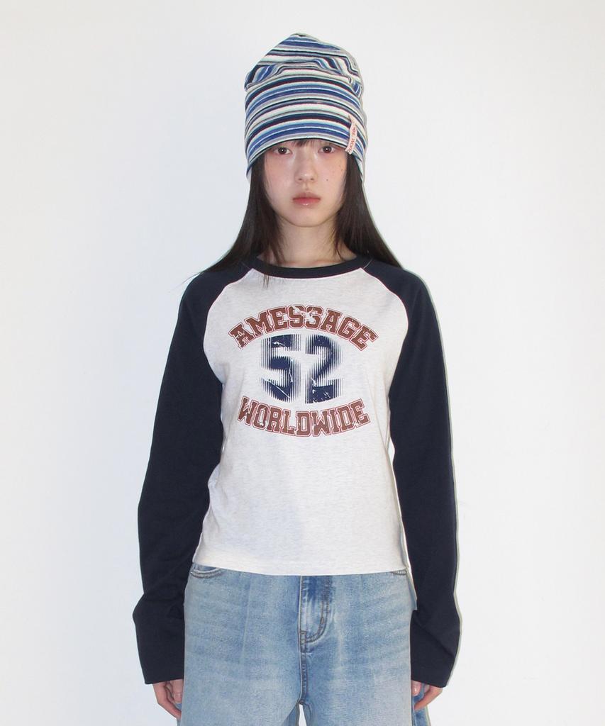 AMES-WORLDWIDE Vintage 52 Raglan Ls Tee Navy