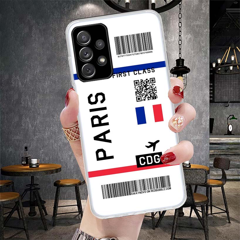 Travel Ticket Label Soft Phone Case For Samsung Galaxy S22 S23 S24 S25 Edge S26 Ultra S20 FE S21 Plus + Fundas Coque Galaxy S20