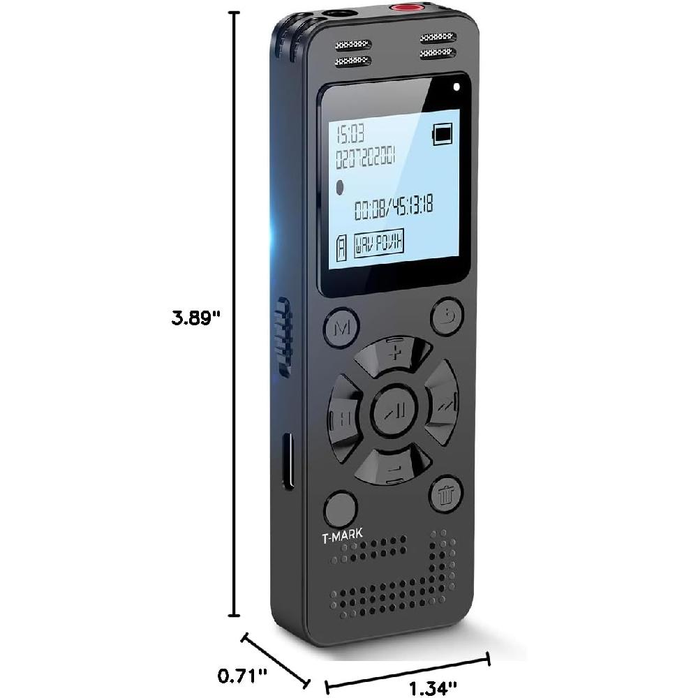Цифровой диктофон 32-128 ГБ для лекций и собраний - 9296 часов, активируемое голосом записывающее устройство, аудиорекордер с воспроизведением, пароль