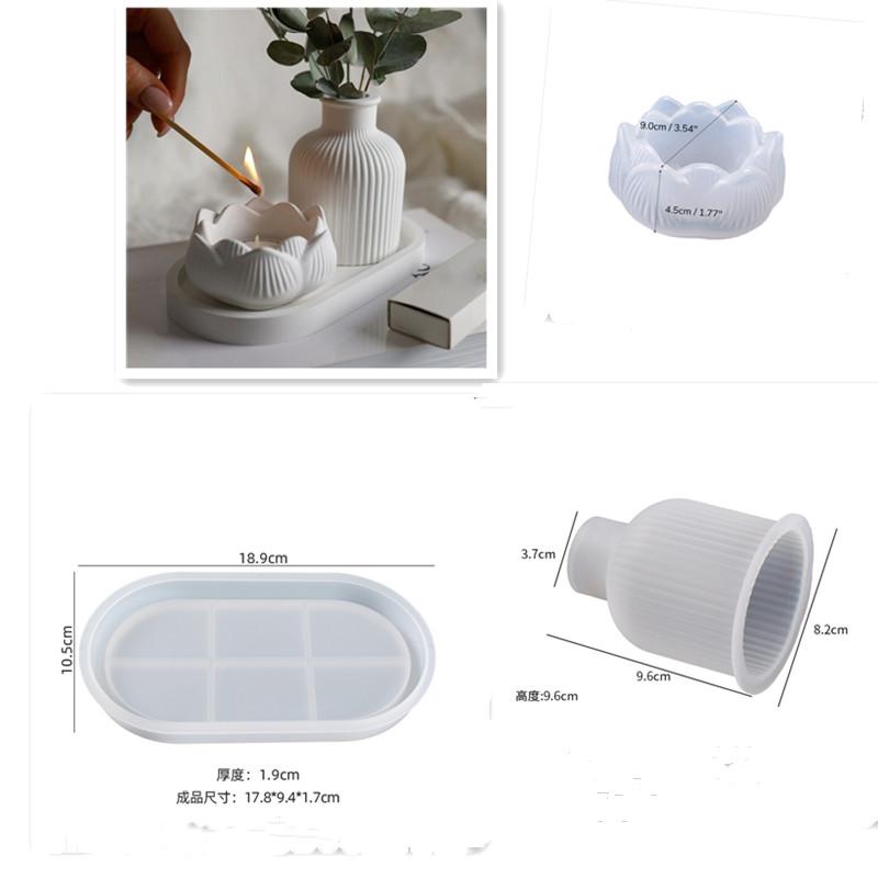Dress Round Vase Silicone Mold Diy Plaster Striped Organizer Flower Arrangement Table Ornament Combination Making Mould