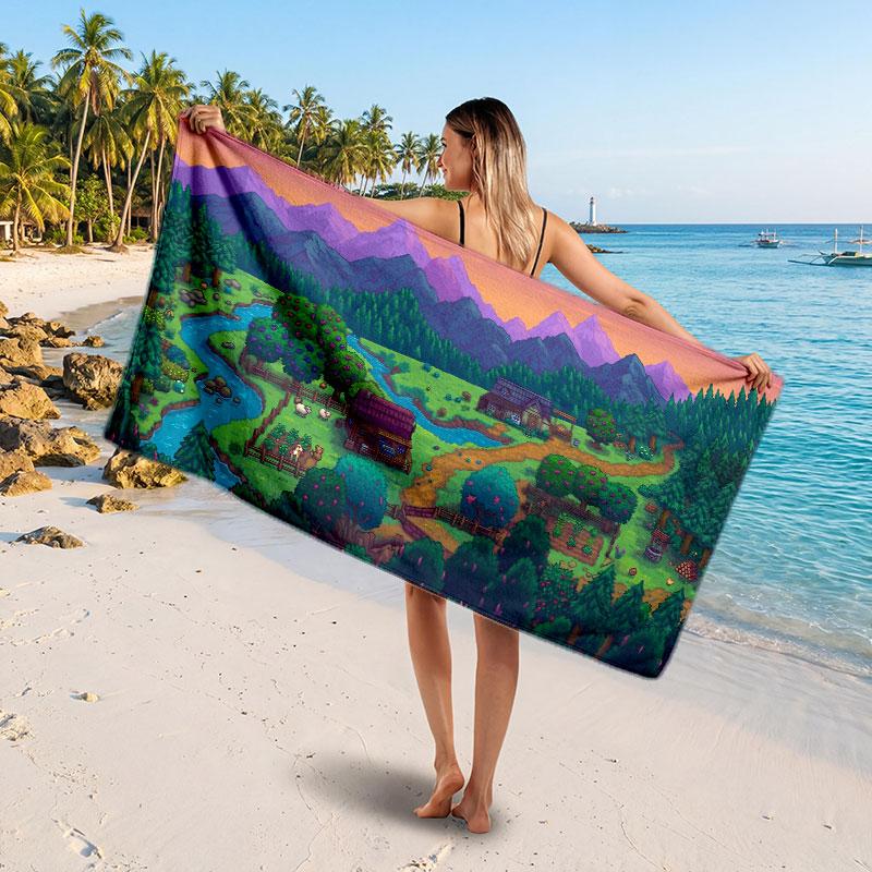 Large Beach TowelStardew Valley Soft Absorbent Towel Beach Bath Home Use