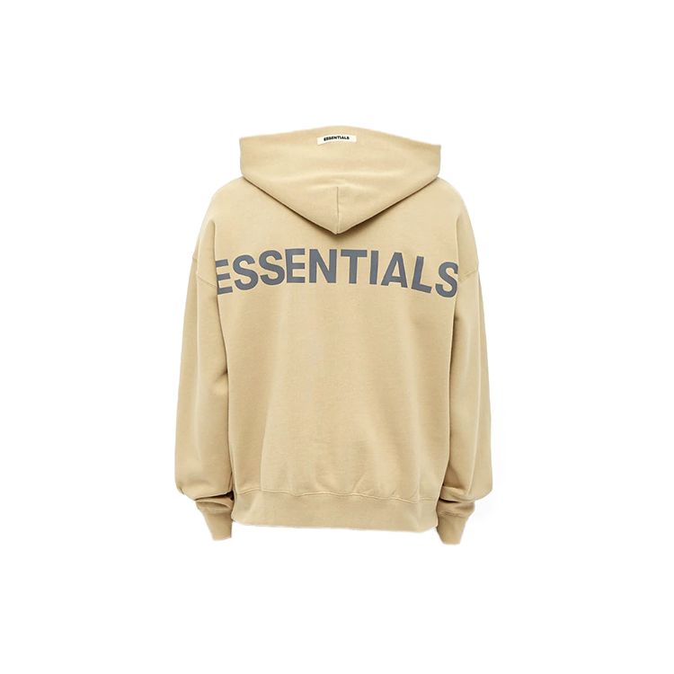 Fear of God Essentials Худи с капюшоном FW19 со светоотражающей надписью на спине и флисовой подкладкой, унисекс, цвет хаки, FOG-FW19-28