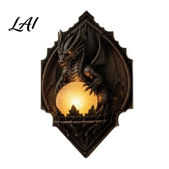 Fine Carved Wall Lamps for Bedroom Decor Vintage Crow on Branch Lamp Gothic Dragon Sconce Artistic Hand Office Living Room Bedroom Fantasy
