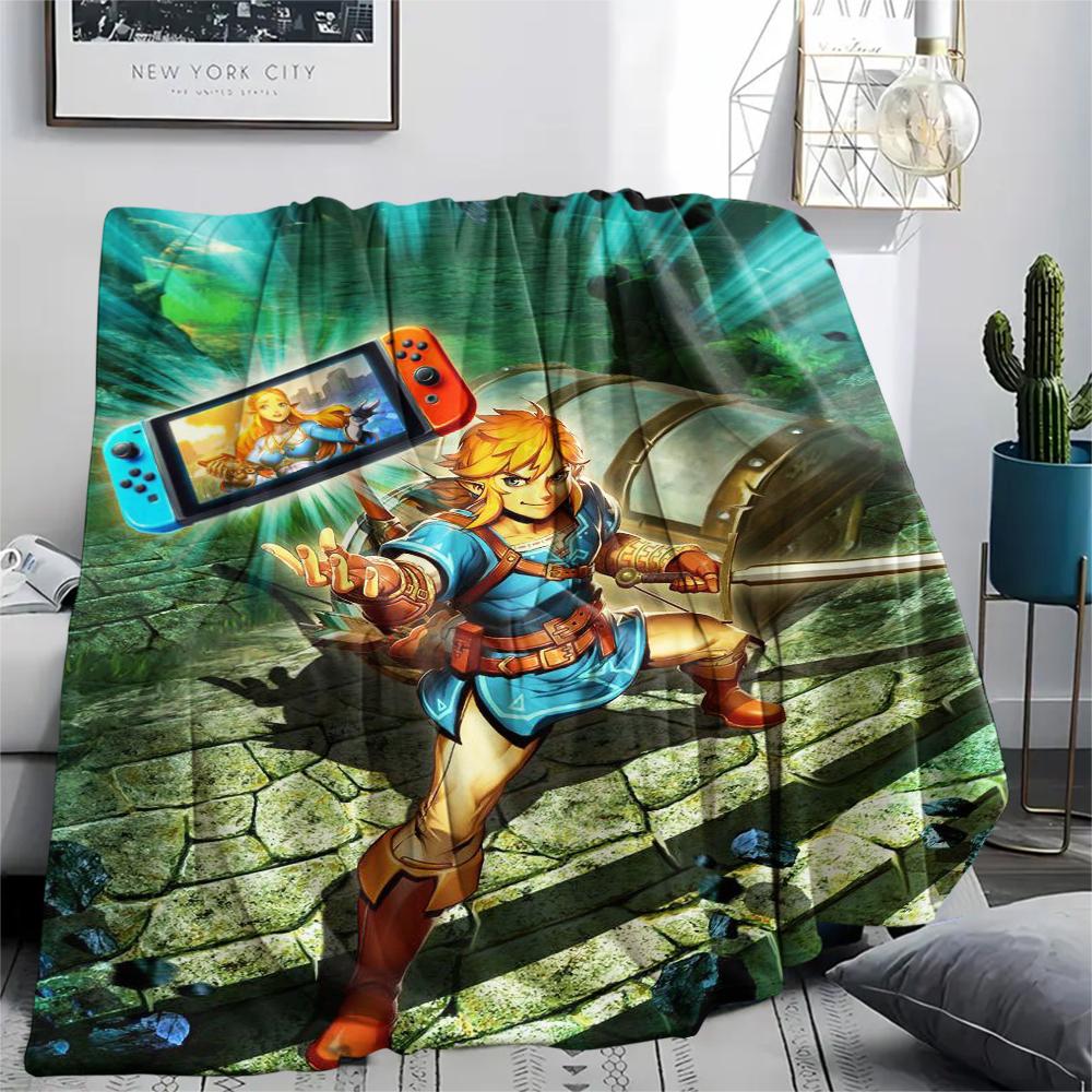 1 шт. Фланелевое одеяло с принтом Link из Zelda, Высококачественное, Удобное для всех сезонов, Декор для дома, Тепло и уют, Идеально для рождественских подарков