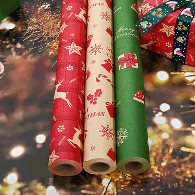 Рождественская оберточная бумага 16 футов/33 фута Олень Санта Клаус Обертка для подарков Рождественский колокольчик Рулон оберточной бумаги для праздничных подарков Угощения для вечеринок