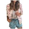 Womens Ladies Retro Floral Zipper Up Jacket Casual Coat Outwear
