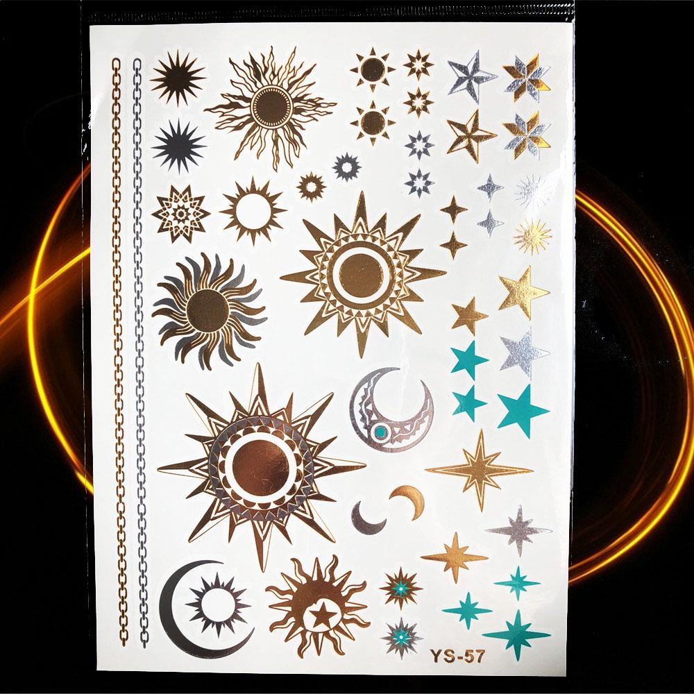 1PC Women Body Art Gold Metallic Tattoo Sticker Chain Bracelet Fake Jewelry