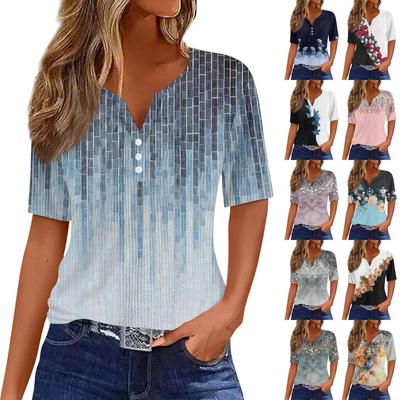 Футболки для женщин, плиссированные, с квадратным вырезом, нарядные, повседневные, блузки с принтом, с коротким рукавом, летние топы свободного кроя