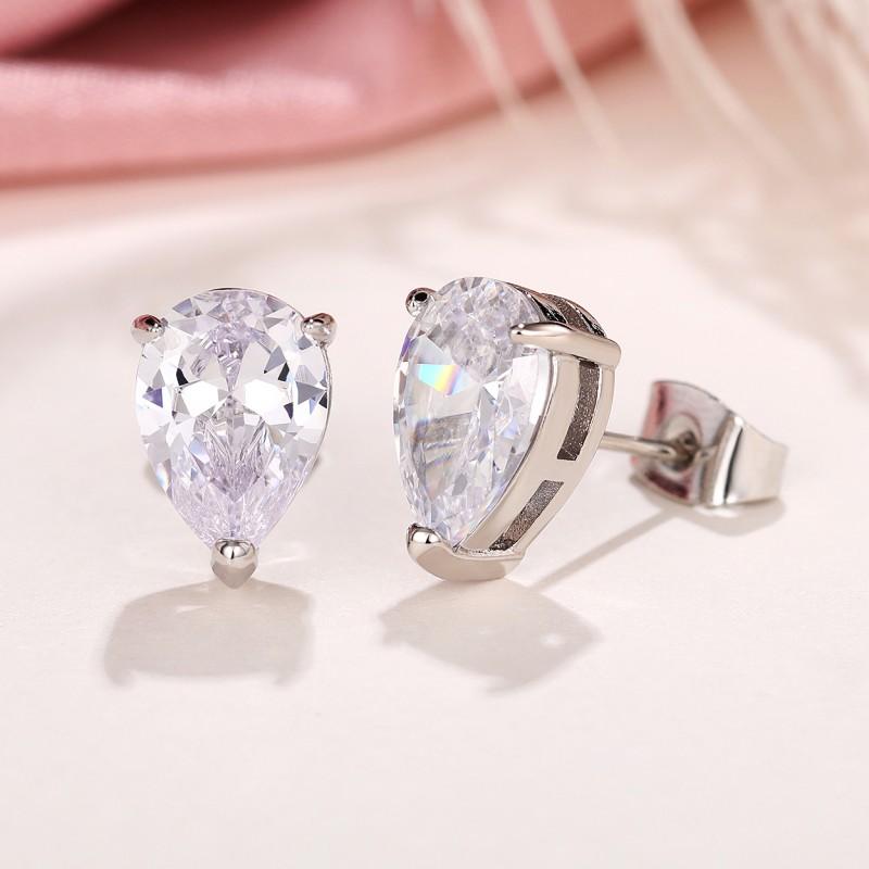 Huitan Simple and Classic Water Drop Shape Cubic Zirconia Stud Earrings for Women Temperament Lady Accessories Eternity JewelryGood product