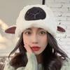 Winter Sweet and Cute Little Sheep Hat for Women Zhou Yangqing Baotou Hat Plus Velvet Warm Lamb Wool Pullover Hat