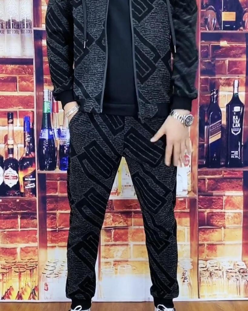 Men's Two-Piece Hooded Sportswear Set: Autumn/Winter, Spliced Design, Casual, Comfortable, Long-Sleeved with Trousers