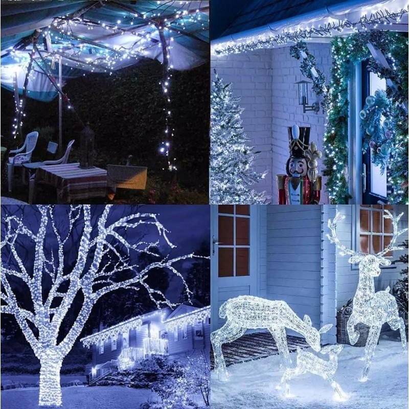Światełka Lampki 100 Led Zimny Biały Flash Świąteczne Dekoracja
