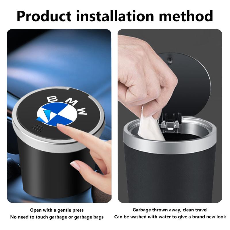 AABY1 Car Center Console Garbage Bin Storage Trash Can Cup Holder For BMW M Performance E36 E46 E60 E90 E91 E92 E93 F30 F20