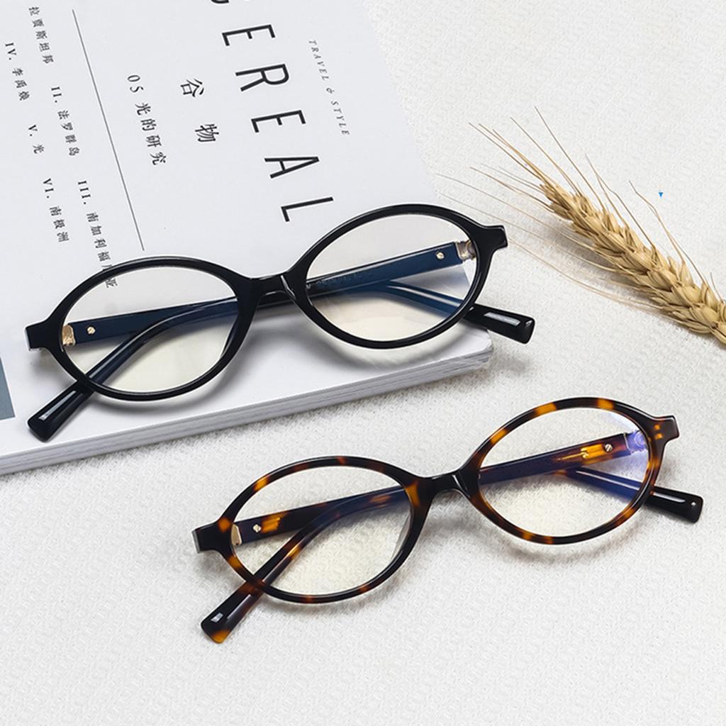 Two-piece Suit Leopard-print Oval Retro Glasses Frame Can Be Equipped with A Degree-proof Blue Face Flat Mirror.