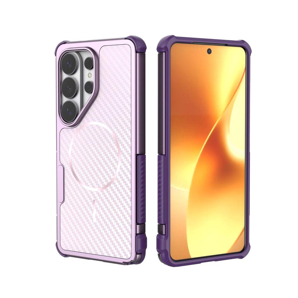 Магнитный защитный чехол Crystal для Samsung S26 ULTRA, текстура углеродного волокна, защита от падений, дизайн с усиленными углами