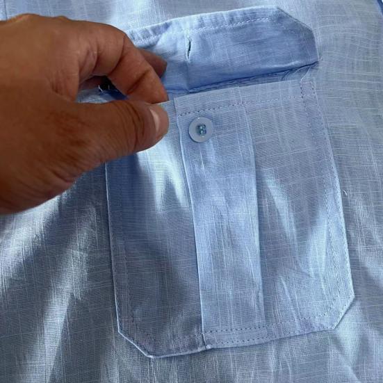 Мужская рубашка Yousheng весна-осень с нагрудными карманами, отложным воротником, застегивающимся на пуговицы, коротким рукавом, однотонный свободный кардиган, повседневная рубашка