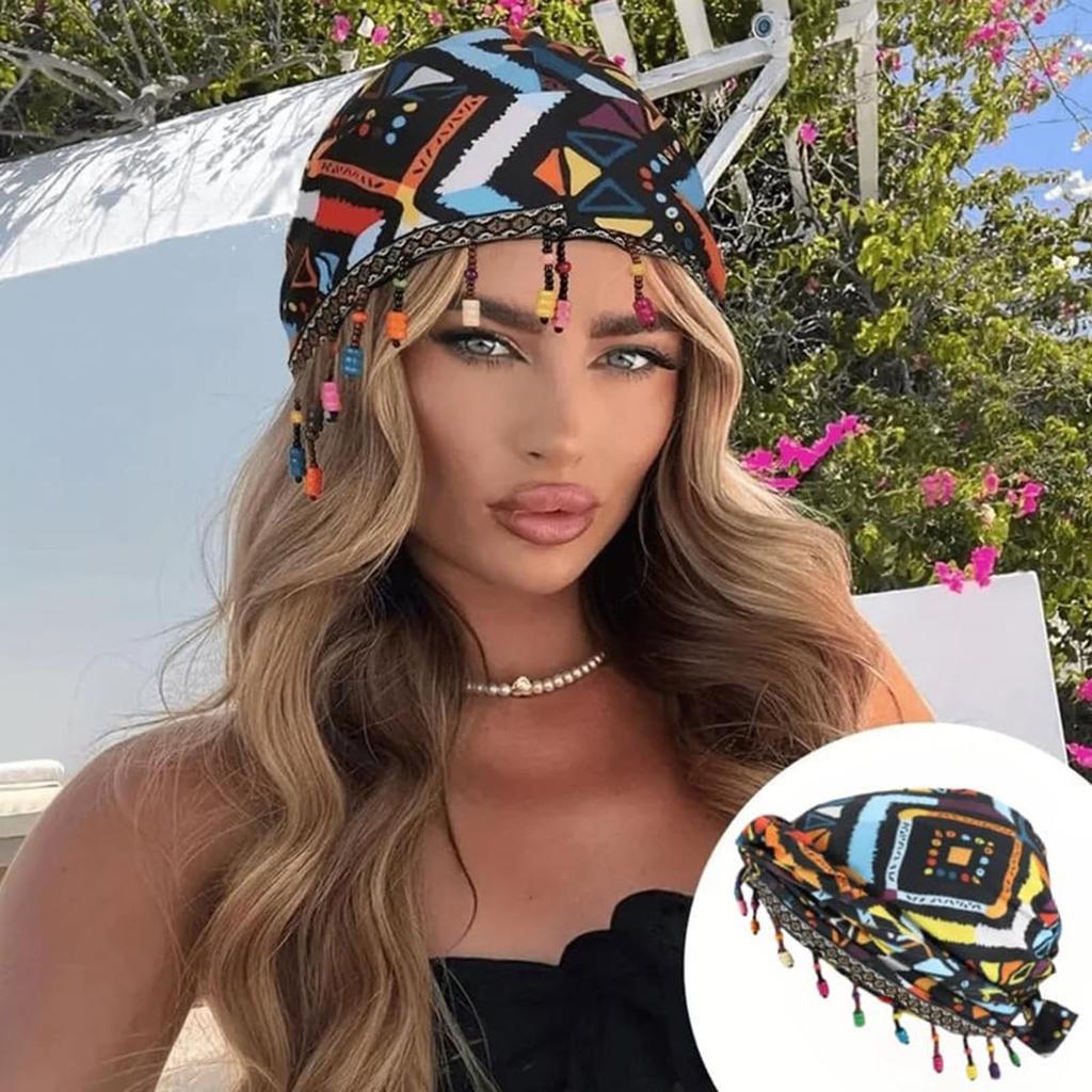 Красочная шапочка-платок с бусинами и наклейкой с колючими волосами, регулируемая шапочка-пуловер, шапочка с принтом, высокая эластичность