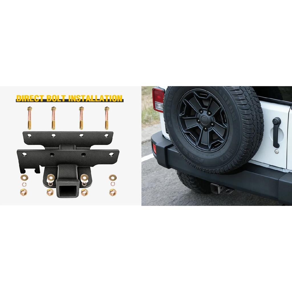 Nilight 2' Inch Rear Bumper Tow Trailer Hitch Receiver Kit, Compatible for 2007-2018 Jeep Wrangler JK 4 Door & 2 Unlimited, W/4-Pin Wiring Harness