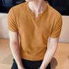 Мужская футболка с V-образным вырезом, однотонная повседневная футболка, летний свитер с короткими рукавами для повседневных выходов, занятий спортом дома, уличной одежды