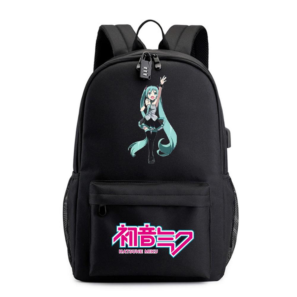Аниме Мультяшный Рюкзак с Принтом Хацунэ Мику для Подростка Студента Сумка для Книг Школьная Сумка Женская Вместительная Водонепроницаемая Дорожная Сумка Подарок