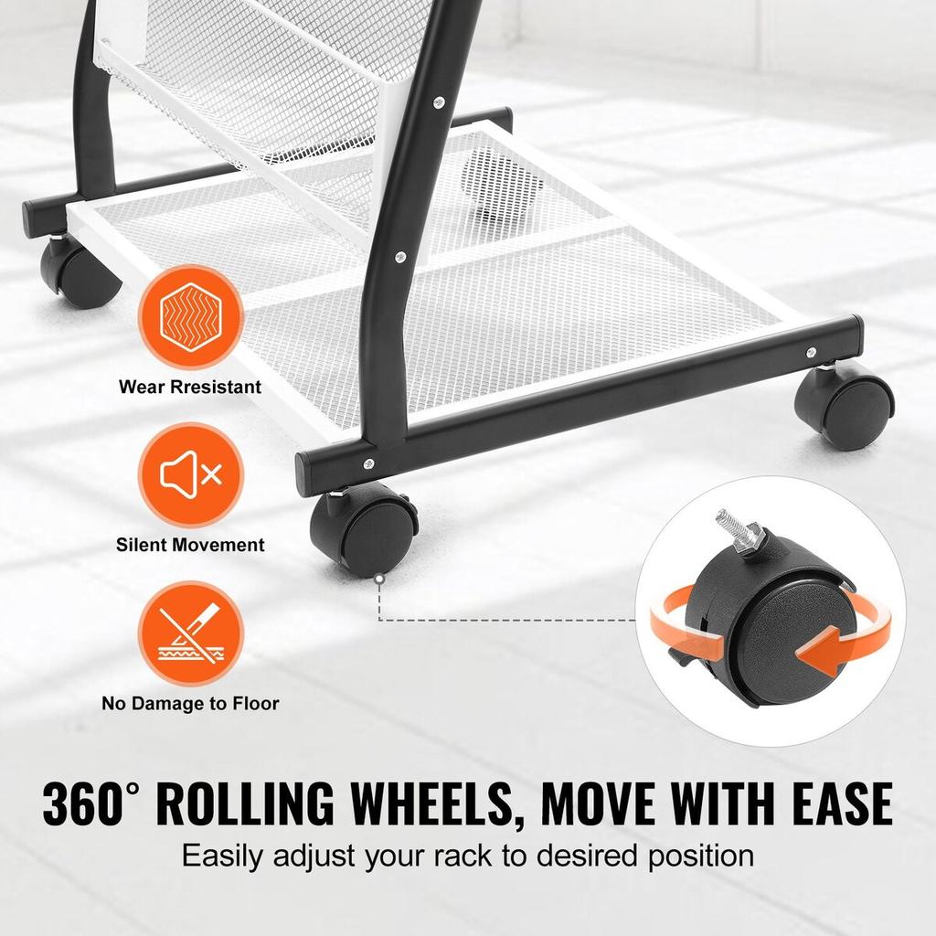 Brochure Display Rack 6-Tier Magazine Literature Display Stand 4 Wheels