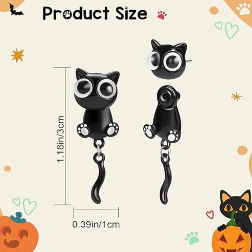 Simple Black Cat Earrings Sweet Cartoon Earrings Accessories Black Cat Ear Studs Jewelry Gifts