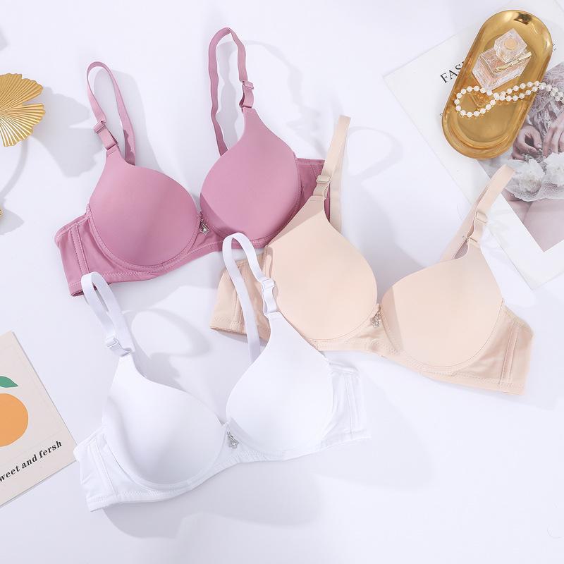 Japanese Style Smooth Seamless Push-Up Bra for Women - Thin Top, Thick Bottom, Solid Color