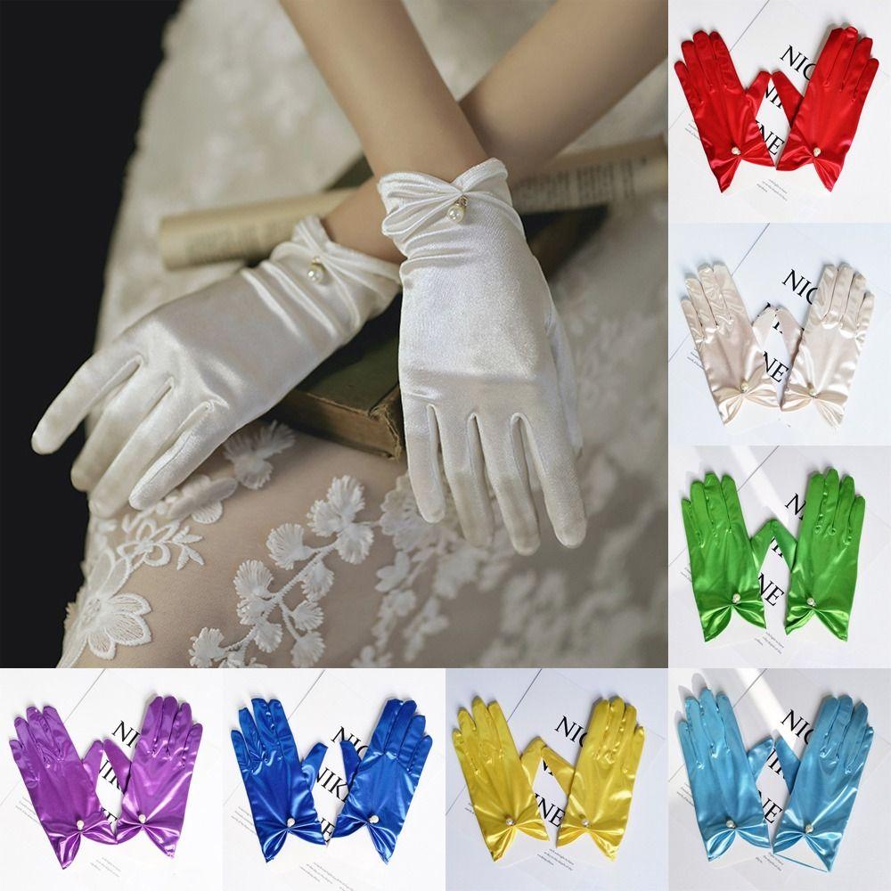 Solid Color Bridal Gloves Satin Dance Mittens Events Activities Dress Stage Gloves Wedding