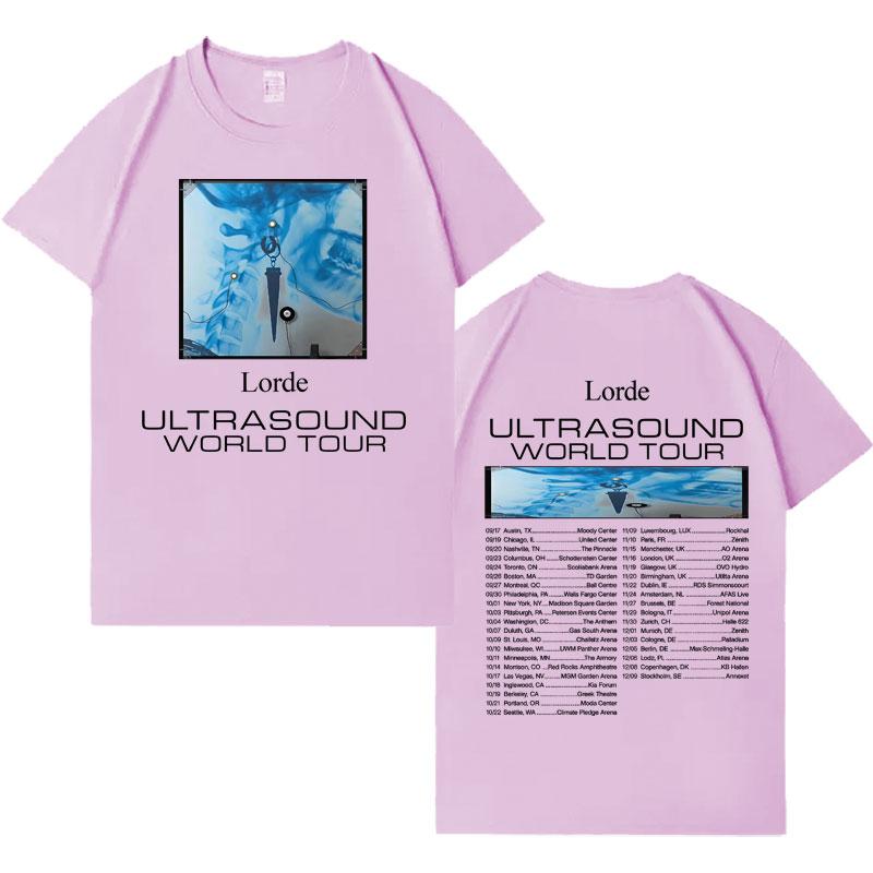Футболка с принтом Lorde Ultrasound World Tour Мужская Женская Хип-хоп Футболка Y2K Хлопок Харадзюку Футболка Уличная Мода Поп Футболка с коротким рукавом