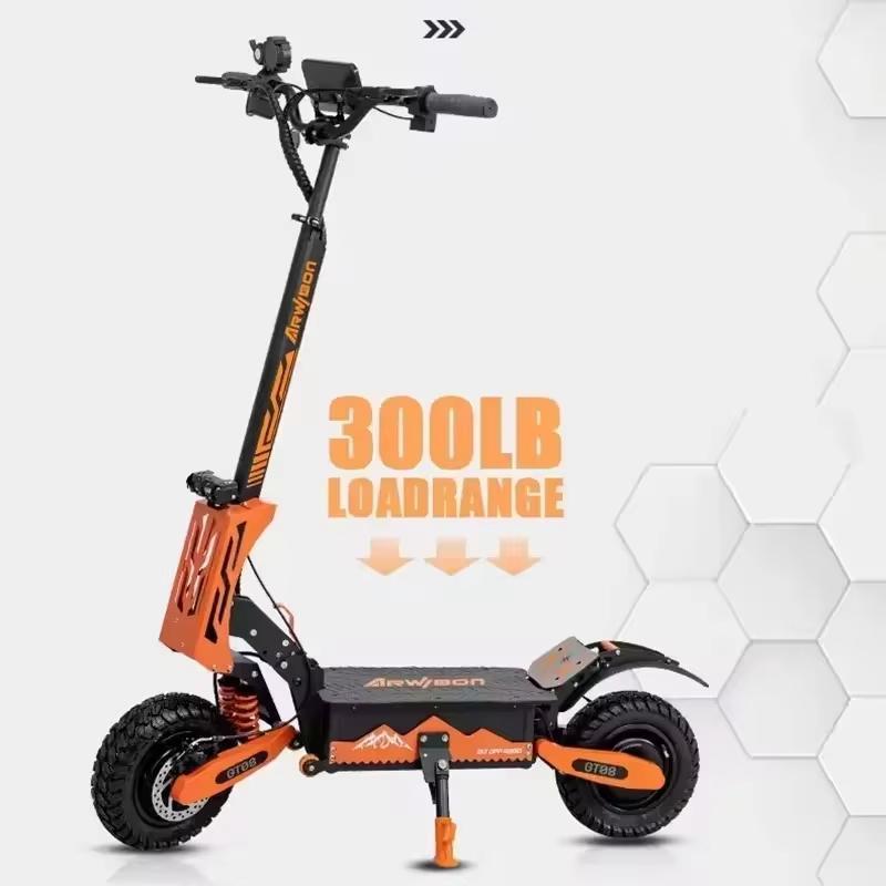 GT08 2024 Электросамокат с двойным мотором 5600 Вт, 60 В 27 Ач, Быстрая скорость 65-75 км/ч, ЖК-дисплей, 11-дюймовые колеса, Запас хода 80 км, Складной электросамокат