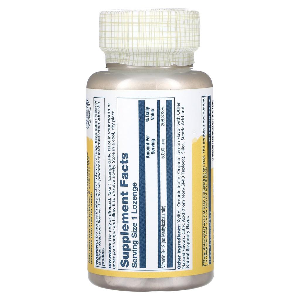 Methyl B-12, Raspberry-Lemon Flavor, 5000 Mcg, 60 Lozenges