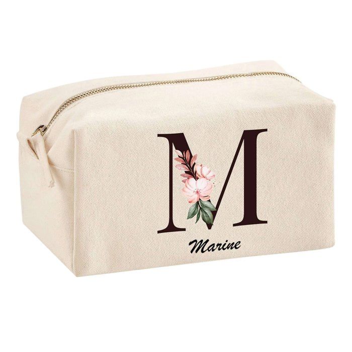 Trousse multifonction Marine Lettre Fleur Cadeau Anniversaire Noël Idée Personnalisé Original | Trousse Scolaire Fournitures Bureau